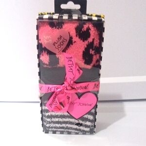 Betsey Johnson Pink and Black Leopard Socks